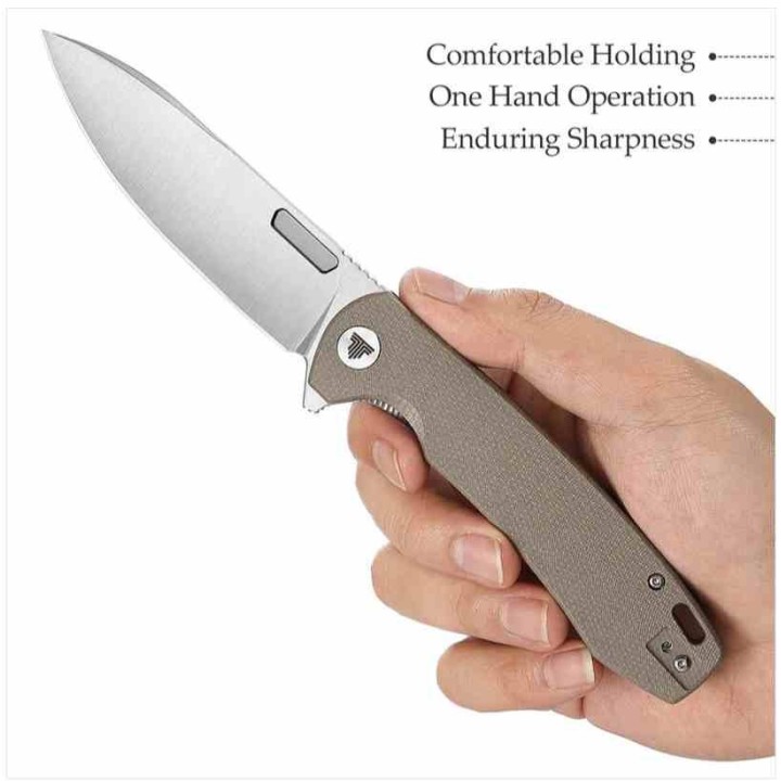 Couteau TRIVISA Columba Gray Lame Acier 14C28N Manche Micarta IKBS Liner Lock Clip TVYH01NM14 - Livraison Gratuite
