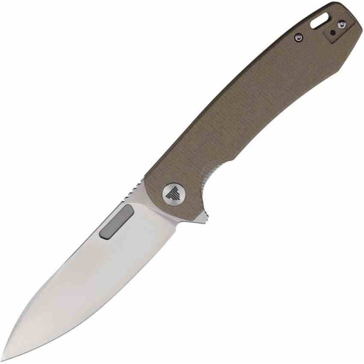 Couteau TRIVISA Columba Gray Lame Acier 14C28N Manche Micarta IKBS Liner Lock Clip TVYH01NM14 - Livraison Gratuite
