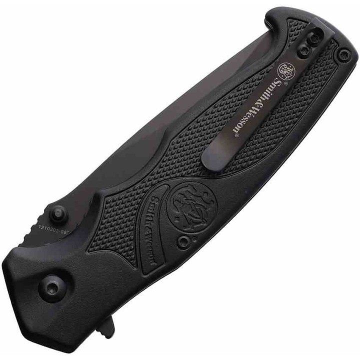 Couteau Smith & Wesson EDC Drop Point Lame Acier Inox Manche Aluminium Linerlock Clip SWP1208869 - Livraison Gratuite