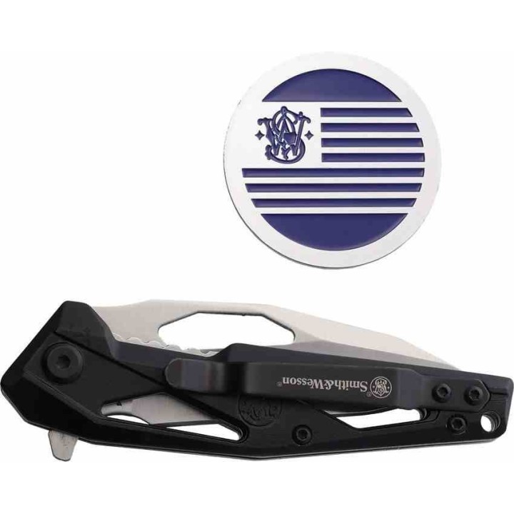 Couteau Smith&Wesson Drop Point Lame Acier Inox Manche Polymer Linerlock SWP1208867 - Livraison Gratuite