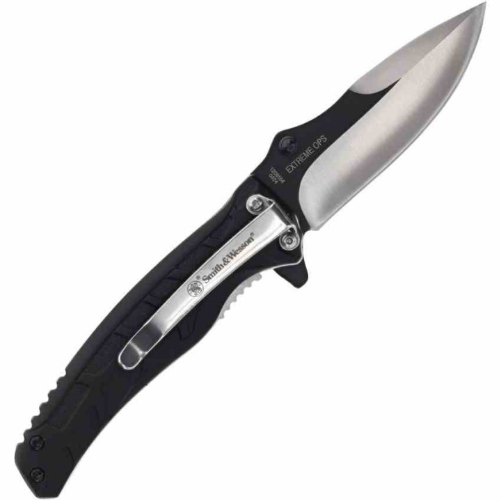 Couteau Smith&Wesson Extreme Ops Lame Drop Point Acier Inox Manche Aluminium Linerlock SW1205905 - Livraison Gratuite
