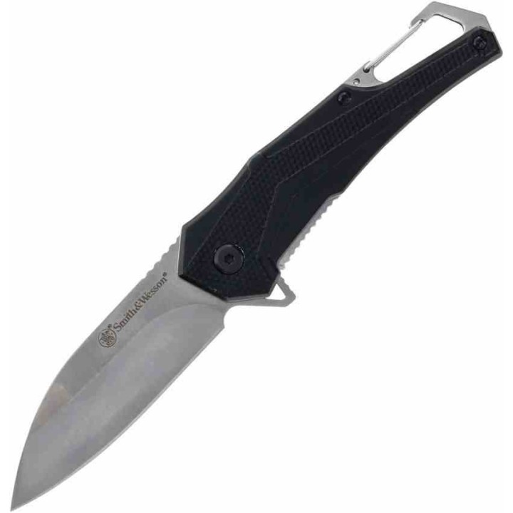Couteau Smith&Wesson Oasis Carabiner Lame Acier 8Cr Manche Aluminium Linerlock Clip SW1208418 - Livraison Gratuite