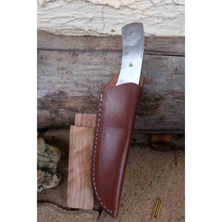 Lame Dague Damas 256 Couches Lame A Customiser Le Manche Fabr Artisanale Plaquettes Bois + Etui Cuir Dague - Livraison Gratuite