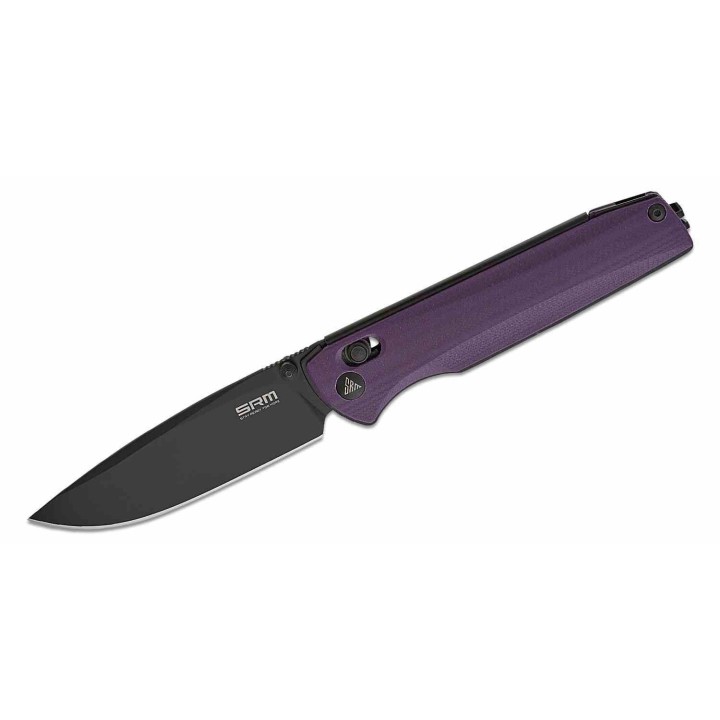 Couteau SRM 258L-GN Purple Drop Point Lame Acier D2 Manche G10 Clip Ambi Lock SRM258LGN - Livraison Gratuite