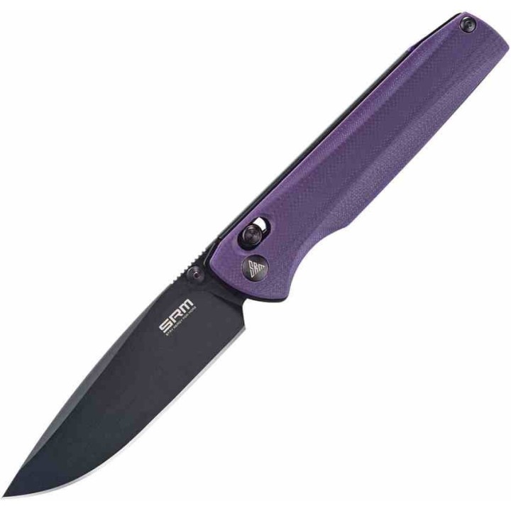 Couteau SRM 258L-GN Purple Drop Point Lame Acier D2 Manche G10 Clip Ambi Lock SRM258LGN - Livraison Gratuite