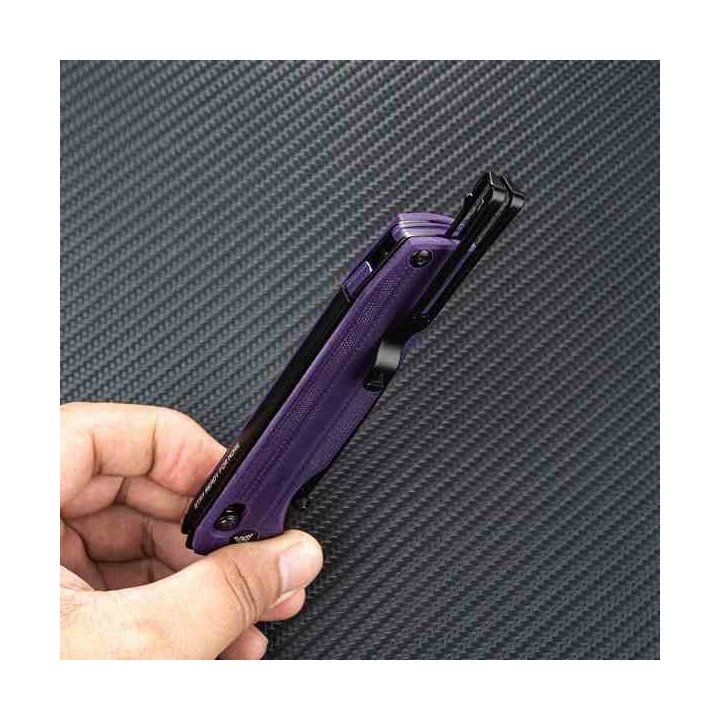 Couteau SRM 258L-GN Purple Drop Point Lame Acier D2 Manche G10 Clip Ambi Lock SRM258LGN - Livraison Gratuite