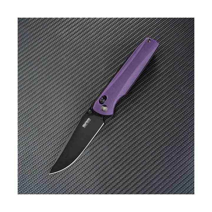 Couteau SRM 258L-GN Purple Drop Point Lame Acier D2 Manche G10 Clip Ambi Lock SRM258LGN - Livraison Gratuite