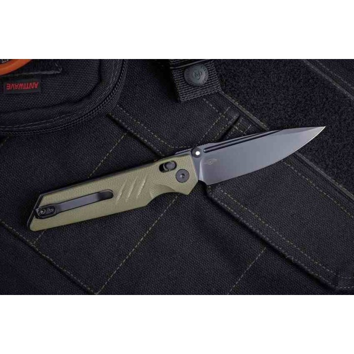 Couteau Real Steel Sacra Pro OD Green Lame Acier K110 Manche G10 IKBS Clip Crossbar Lock RS7714GB - Livraison Gratuite