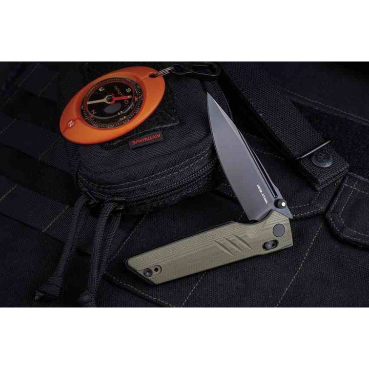 Couteau Real Steel Sacra Pro OD Green Lame Acier K110 Manche G10 IKBS Clip Crossbar Lock RS7714GB - Livraison Gratuite