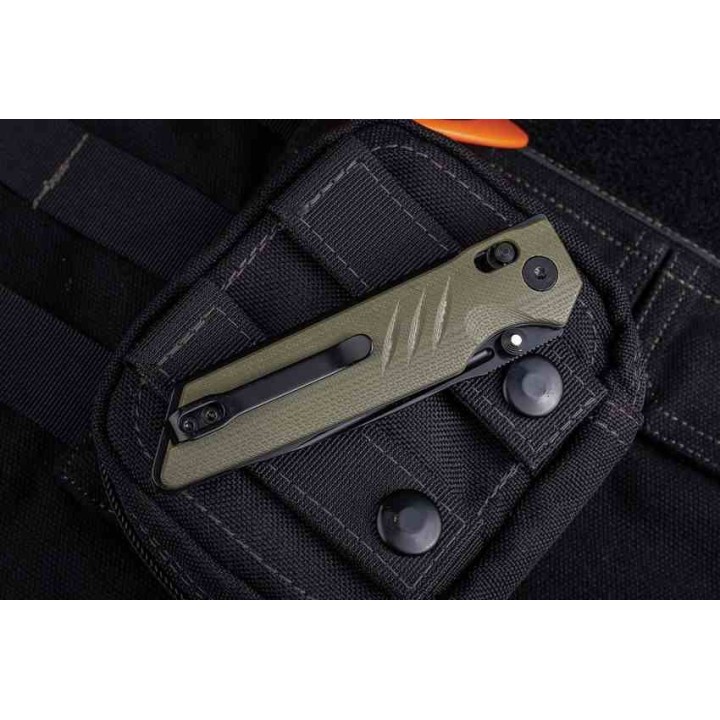 Couteau Real Steel Sacra Pro OD Green Lame Acier K110 Manche G10 IKBS Clip Crossbar Lock RS7714GB - Livraison Gratuite