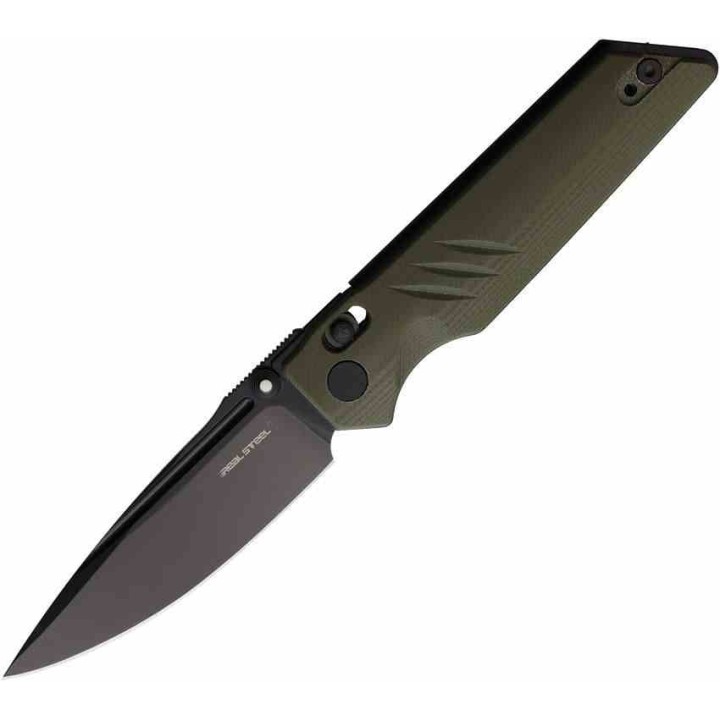 Couteau Real Steel Sacra Pro OD Green Lame Acier K110 Manche G10 IKBS Clip Crossbar Lock RS7714GB - Livraison Gratuite