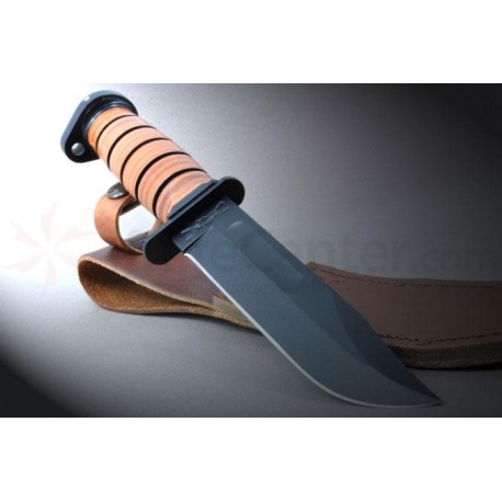 Couteau Ka-Bar Dog's Head Utility Knife Acier Carbone 1095 Manche Cuir Etui Cuir Made In USA KA1317 - Livraison Gratuite