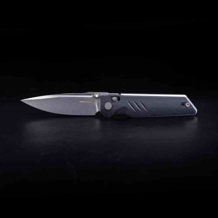 Couteau Real Steel Sacra Pro Black Lame Acier K110 Manche G10 IKBS Clip Crossbar Lock RS7714BS - Livraison Gratuite