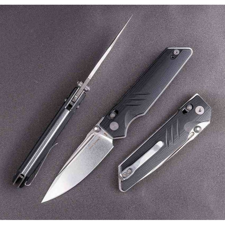 Couteau Real Steel Sacra Pro Black Lame Acier K110 Manche G10 IKBS Clip Crossbar Lock RS7714BS - Livraison Gratuite