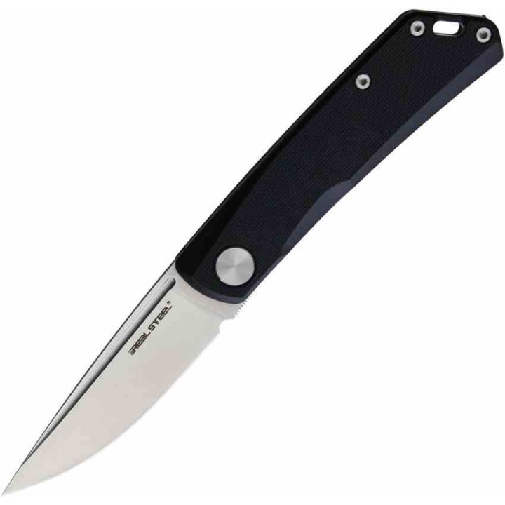 Couteau Real Steel Luna Lite Black Lame Acier D2 Manche G10 Slipjoint Clip RS7031 - Livraison Gratuite