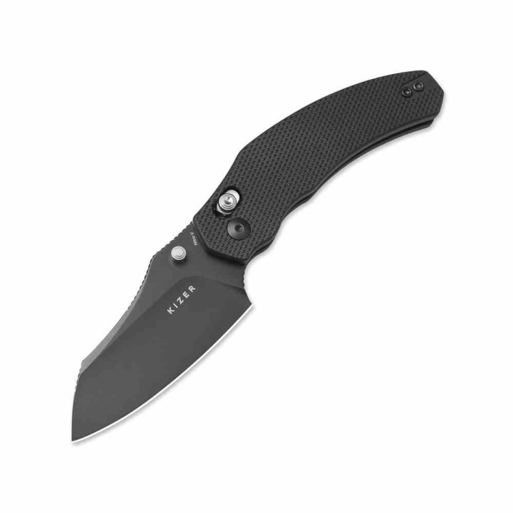 Couteau Kizer Bulldog Black Sheepsfoot Lame Acier Nitro-V Manche Alu Clutch Lock Clip KIV3672A1 - Livraison Gratuite