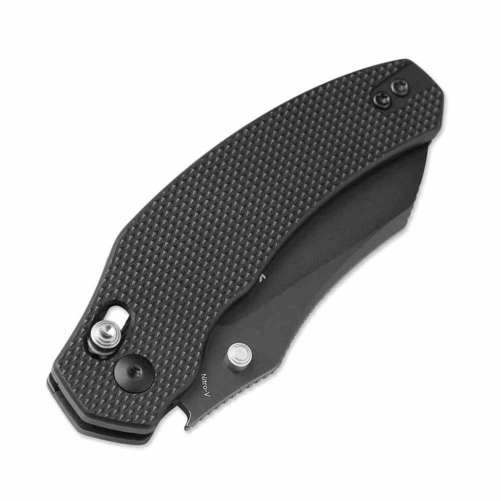 Couteau Kizer Bulldog Black Sheepsfoot Lame Acier Nitro-V Manche Alu Clutch Lock Clip KIV3672A1 - Livraison Gratuite