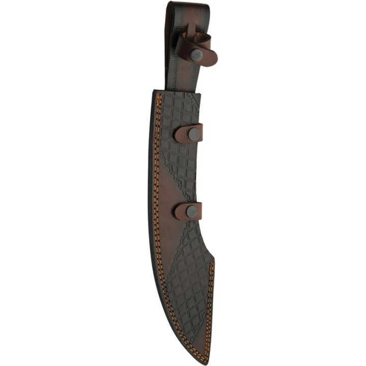 Couteau Bowie Scimitar Lame Acier Inox Manche Bois Étui Cuir PA203525 - Livraison Gratuite
