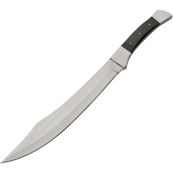 Couteau Bowie Scimitar Lame Acier Inox Manche Bois Étui Cuir PA203525 - Livraison Gratuite