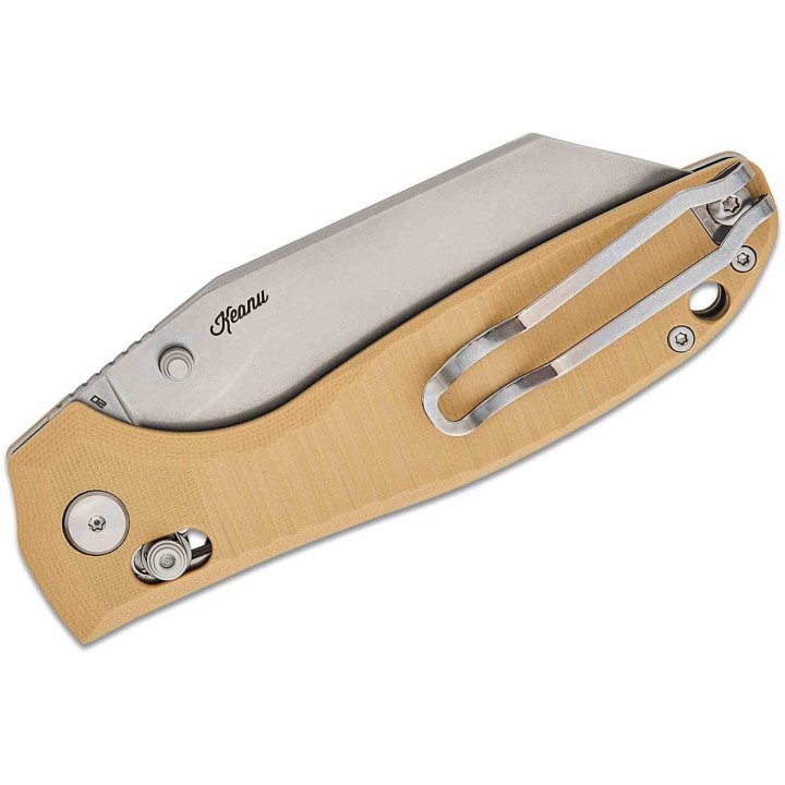 Couteau Bestech Liger Beige Lame Acier D2 Stonewash Manche G10 IKBS Crossbar Lock BTKG61C - Livraison Gratuite