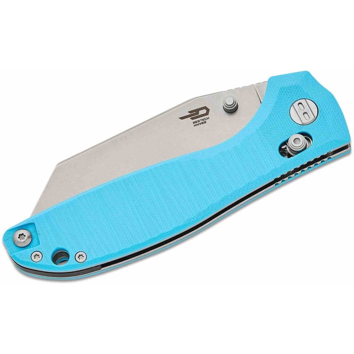 Couteau Bestech Liger Light Blue Lame Acier D2 Stonewash Manche G10 IKBS Crossbar Lock BTKG61D - Livraison Gratuite