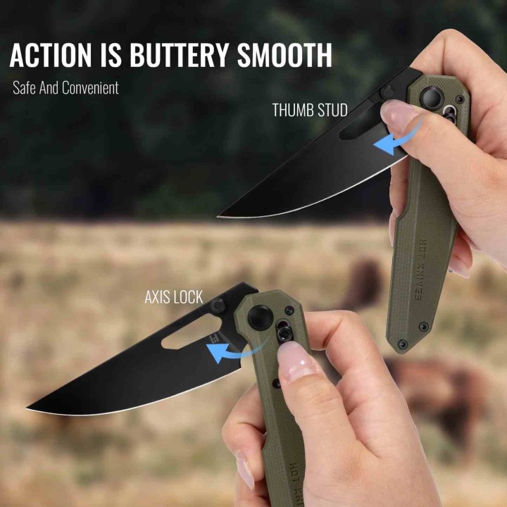 Couteau Hightron Sharplyn OD Green Lame Acier 14C28N Blk Manche G10 Axis Lock HTK01GRN - Livraison Gratuite