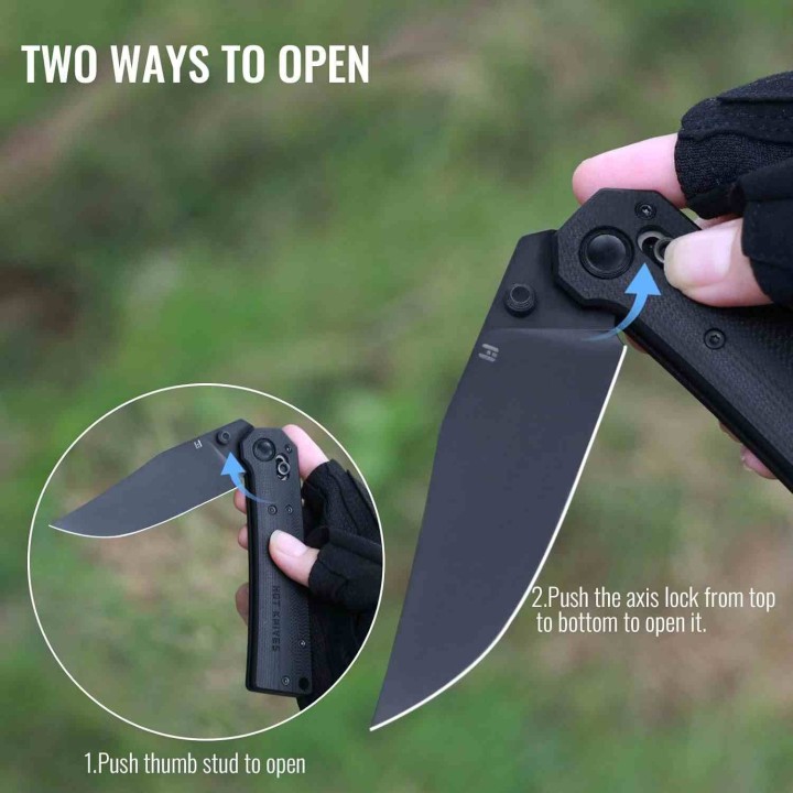 Couteau Hightron Pathwright Black Lame Acier 14C28N Manche G10 Clip Axis Lock HTK03BLK - Livraison Gratuite
