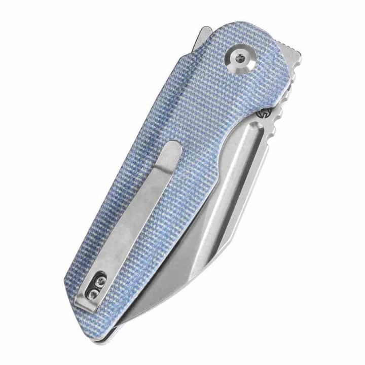Couteau Tenable Rafe L Blue Lame Sheepfoot Acier 14C28N Manche Micarta Liner Lock Clip T1048A3 - Livraison Gratuite