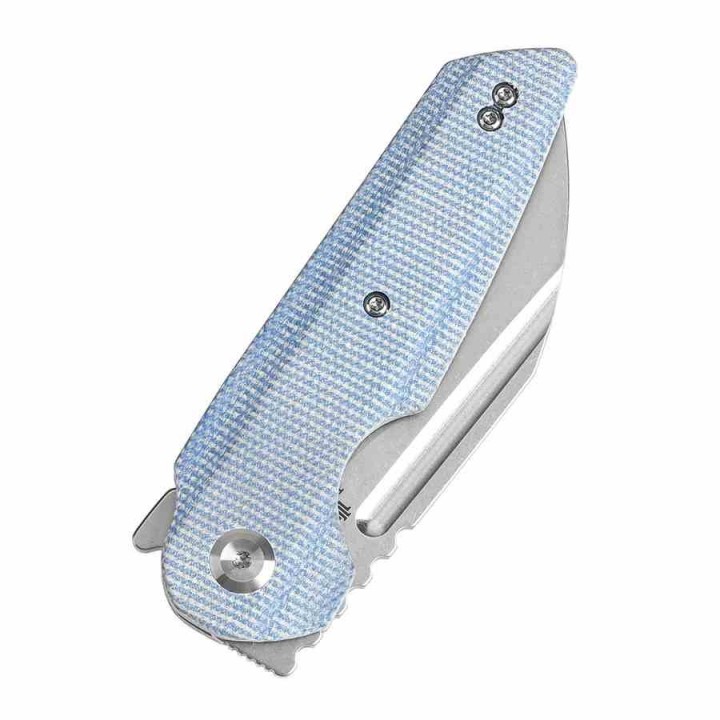 Couteau Tenable Rafe L Blue Lame Sheepfoot Acier 14C28N Manche Micarta Liner Lock Clip T1048A3 - Livraison Gratuite