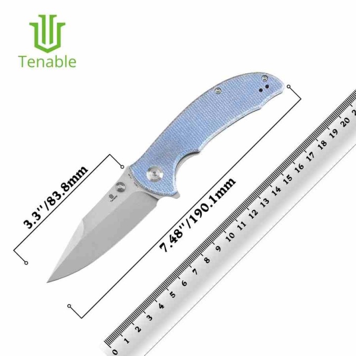 Couteau Tenable Rei Blue Lame Acier 14C28N Manche Micarta IKBS Clip Liner Lock T1061A1 - Livraison Gratuite