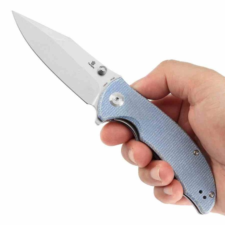 Couteau Tenable Rei Blue Lame Acier 14C28N Manche Micarta IKBS Clip Liner Lock T1061A1 - Livraison Gratuite