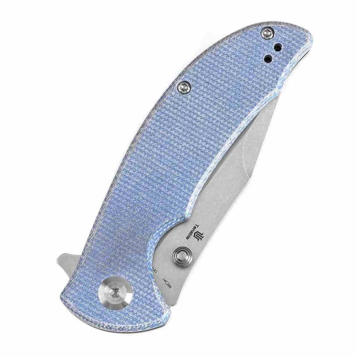 Couteau Tenable Rei Blue Lame Acier 14C28N Manche Micarta IKBS Clip Liner Lock T1061A1 - Livraison Gratuite