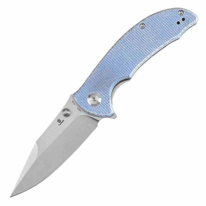 Couteau Tenable Rei Blue Lame Acier 14C28N Manche Micarta IKBS Clip Liner Lock T1061A1 - Livraison Gratuite