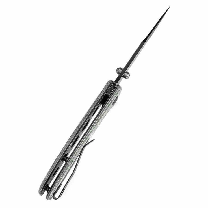 Couteau Tenable Rei Green Lame Acier 14C28N Manche Micarta IKBS Clip Liner Lock T1061A2 - Livraison Gratuite