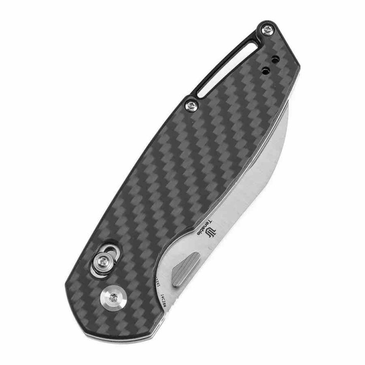 Couteau Tenable Model 6 Lame Sheepfoot Acier 14C28N Manche F Carbone Cross Bar Lock Clip T1022V1 - Livraison Gratuite