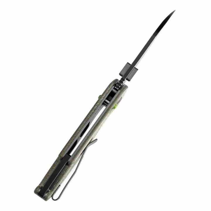 Couteau Tenable Model 6 Lame Sheepfoot Acier 14C28N Manche Green Micarta Cross Bar Lock Clip T1022V2 - Livraison Gratuite