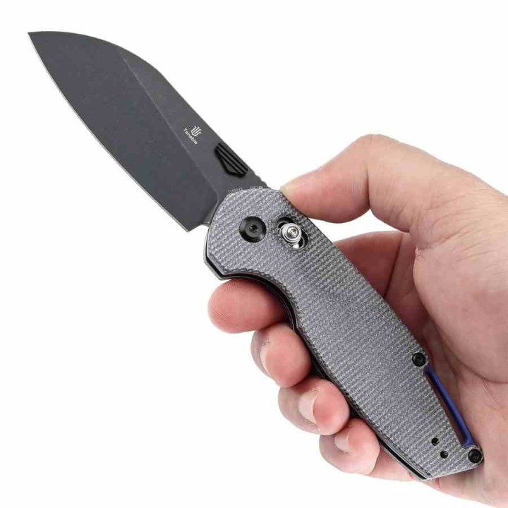 Couteau Tenable Model 6 Lame Sheepfoot Acier 14C28N Manche Black Micarta Cross Bar Lock Clip T1022V5 - Livraison Gratuite