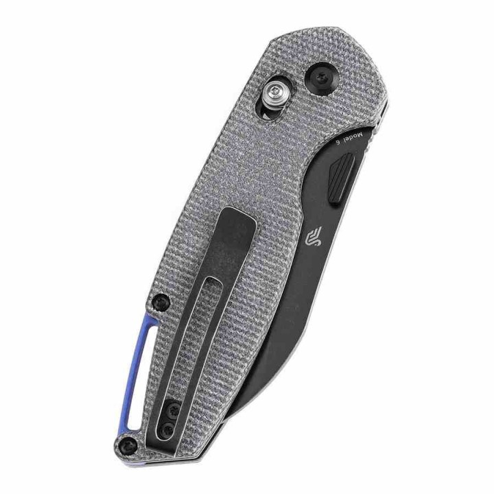 Couteau Tenable Model 6 Lame Sheepfoot Acier 14C28N Manche Black Micarta Cross Bar Lock Clip T1022V5 - Livraison Gratuite