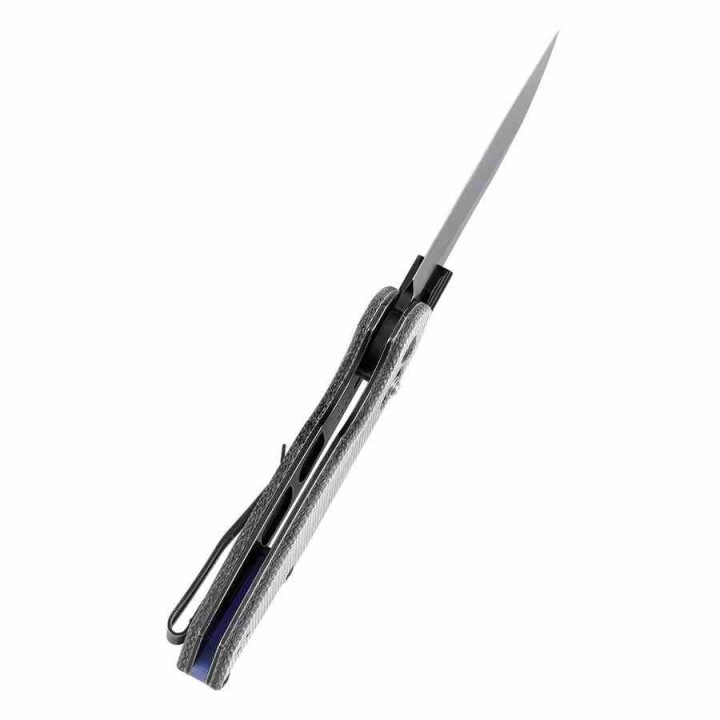 Couteau Tenable Model 6 Lame Sheepfoot Acier 14C28N Manche Black Micarta Cross Bar Lock Clip T1022V5 - Livraison Gratuite