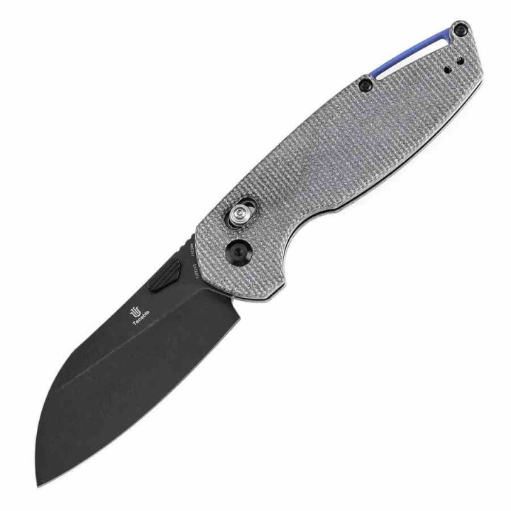 Couteau Tenable Model 6 Lame Sheepfoot Acier 14C28N Manche Black Micarta Cross Bar Lock Clip T1022V5 - Livraison Gratuite