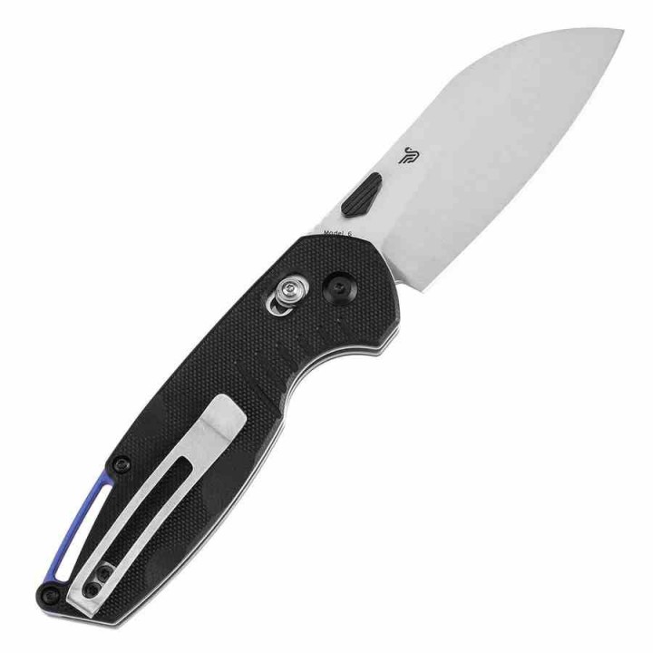 Couteau Tenable Model 6 Lame Sheepfoot Acier 14C28N Manche Black G10 Cross Bar Lock Clip T1022V4 - Livraison Gratuite