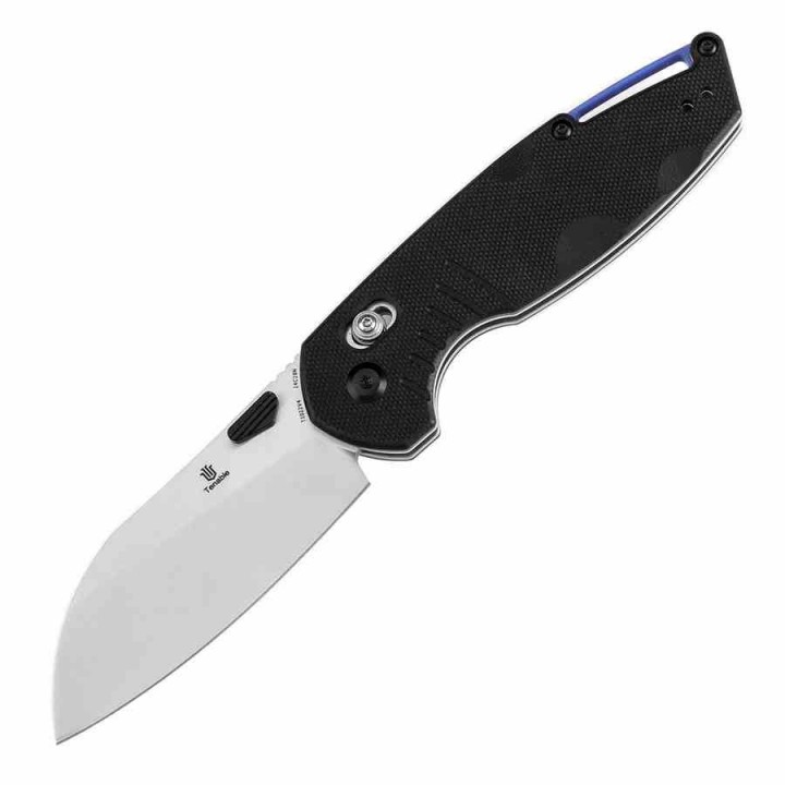 Couteau Tenable Model 6 Lame Sheepfoot Acier 14C28N Manche Black G10 Cross Bar Lock Clip T1022V4 - Livraison Gratuite