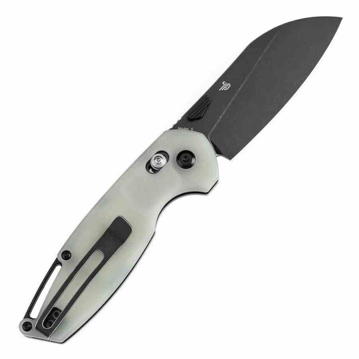 Couteau Tenable Model 6 Lame Sheepfoot Acier 14C28N Manche Jade G10 Cross Bar Lock Clip T1022V3 - Livraison Gratuite