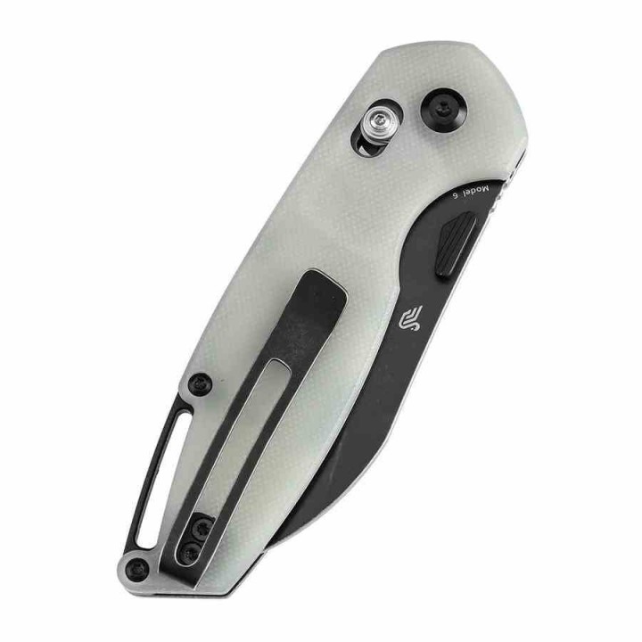 Couteau Tenable Model 6 Lame Sheepfoot Acier 14C28N Manche Jade G10 Cross Bar Lock Clip T1022V3 - Livraison Gratuite