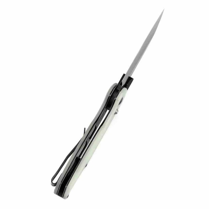 Couteau Tenable Model 6 Lame Sheepfoot Acier 14C28N Manche Jade G10 Cross Bar Lock Clip T1022V3 - Livraison Gratuite