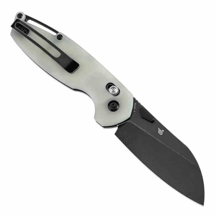 Couteau Tenable Model 6 Lame Sheepfoot Acier 14C28N Manche Jade G10 Cross Bar Lock Clip T1022V3 - Livraison Gratuite