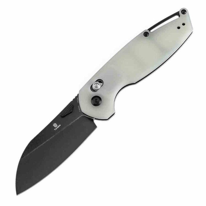 Couteau Tenable Model 6 Lame Sheepfoot Acier 14C28N Manche Jade G10 Cross Bar Lock Clip T1022V3 - Livraison Gratuite