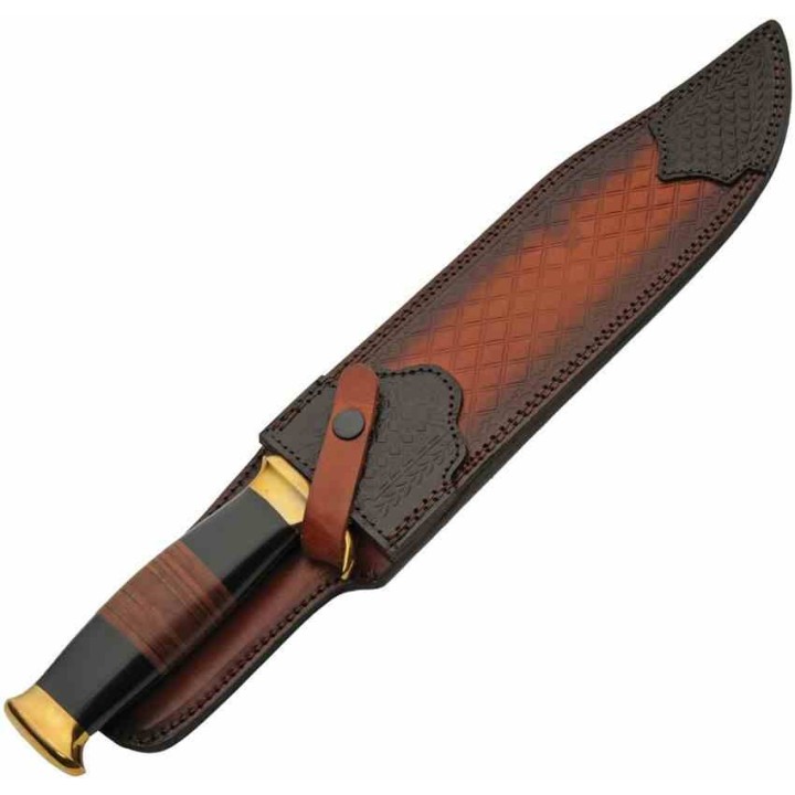 Couteau Rite Edge Monster Bowie Drop Point Lame Acier Inox Manche Cuir Etui Cuir PA203524 - Livraison Gratuite