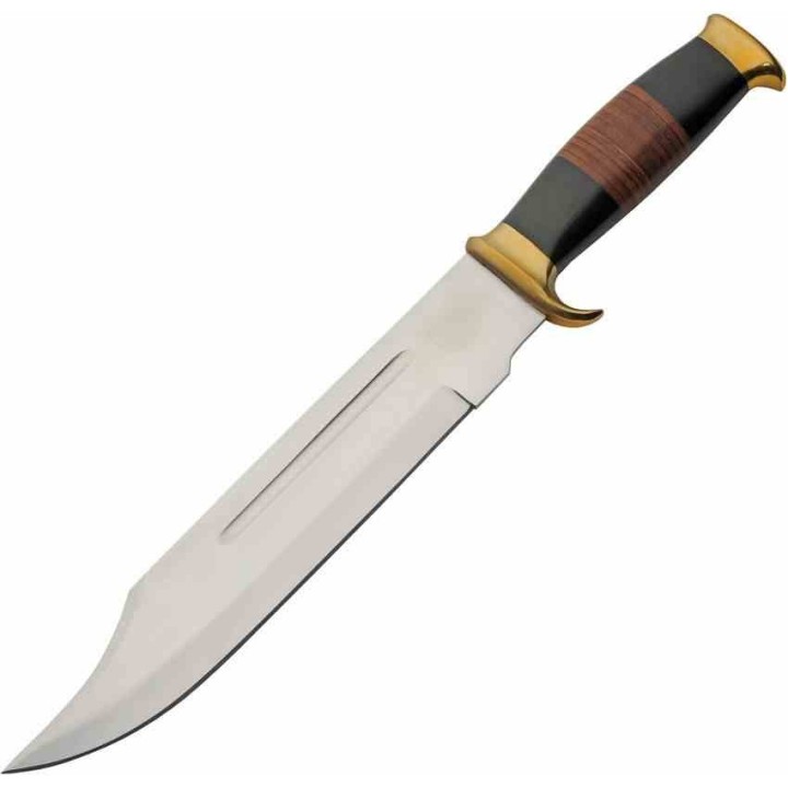 Couteau Rite Edge Monster Bowie Drop Point Lame Acier Inox Manche Cuir Etui Cuir PA203524 - Livraison Gratuite