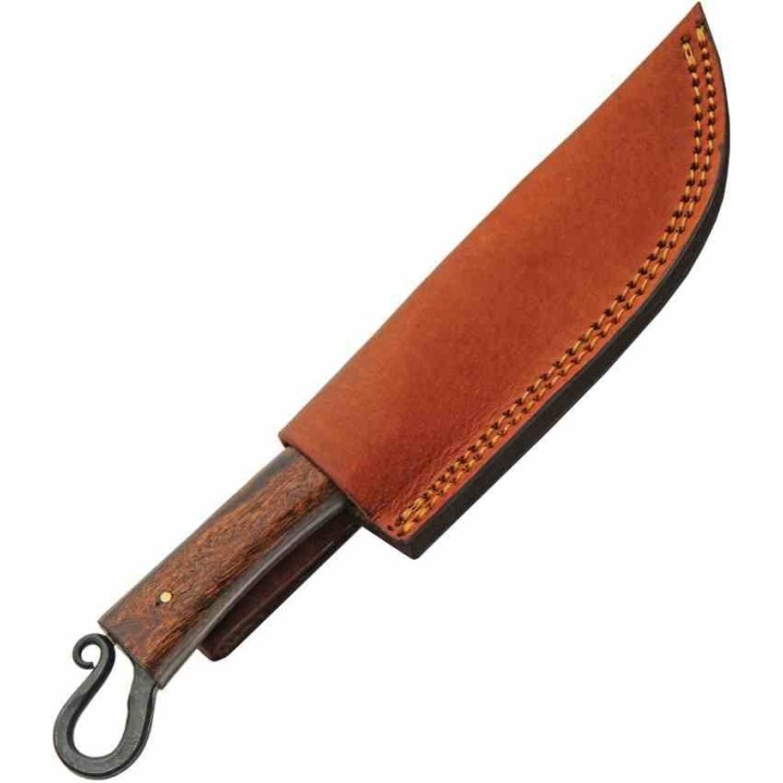 Couteau Skinner Forged Pitch Lame Forgée Acier 1045 Manche Bois Etui Cuir PA4459 - Livraison Gratuite